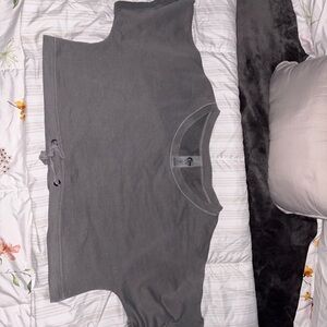 ZYIA Charcoal Cropped Crewneck with Drawstring